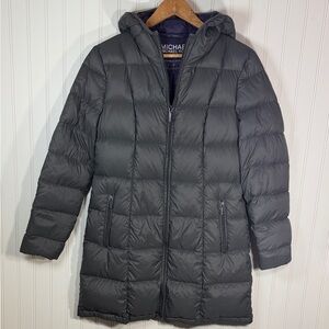 Michael Kors Women’s Packable Charcoal Hooded Down Fill Puffer Coat Parka Size M